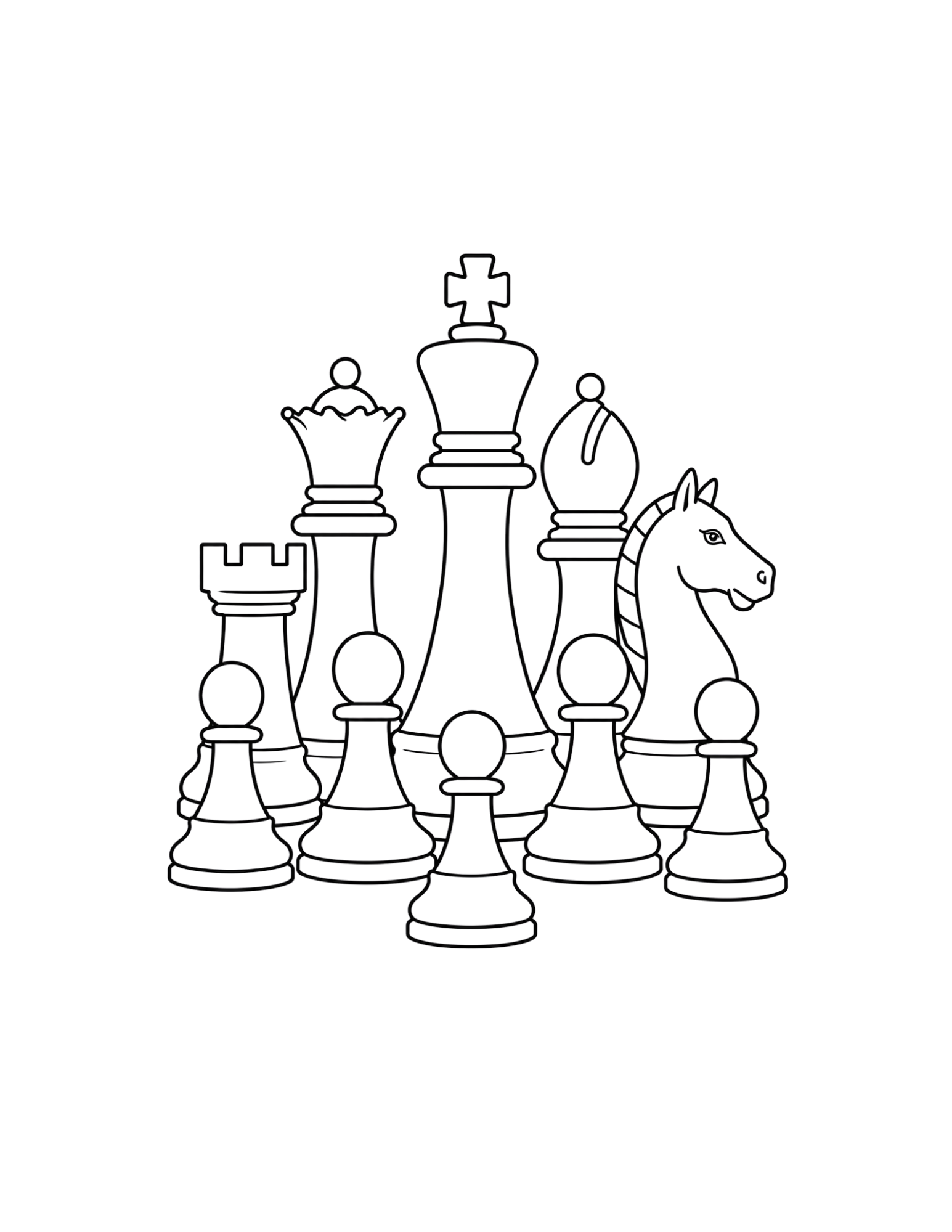 Outline illustration of chess pieces